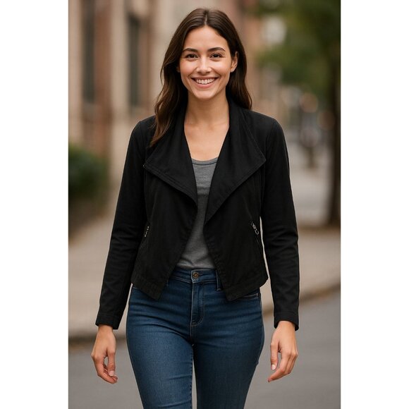ANTHROPOLOGIE MARRAKECH Black Glam Grunge Edgy Y2K Draped Moto Jacket Size XS - Picture 1 of 9